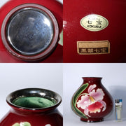 Japanese shippou Cloisonne vase Flower design KOKUSUI PV237