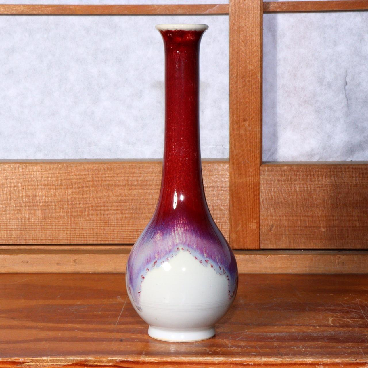 Japanese Glaze Flower vase Matsuyama shouki porcelain vase signed PV231