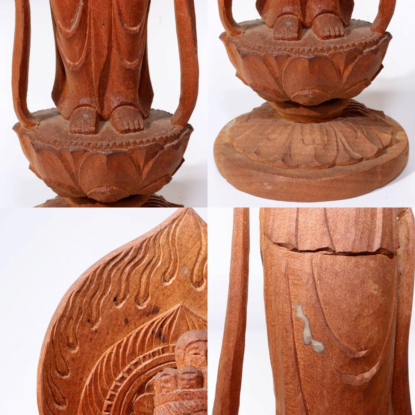 Japanese Antique wooden Kannon Bodhisattva buddha statue signed WB181