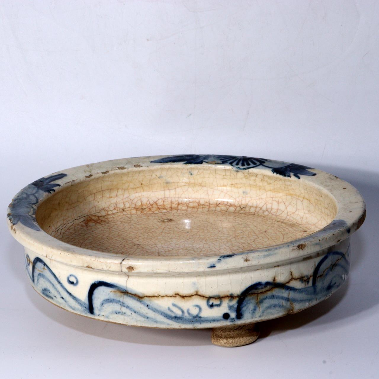 Japanese Seto Mino Pottery Flower Vase Plate Suiban Water basin signed PCP210