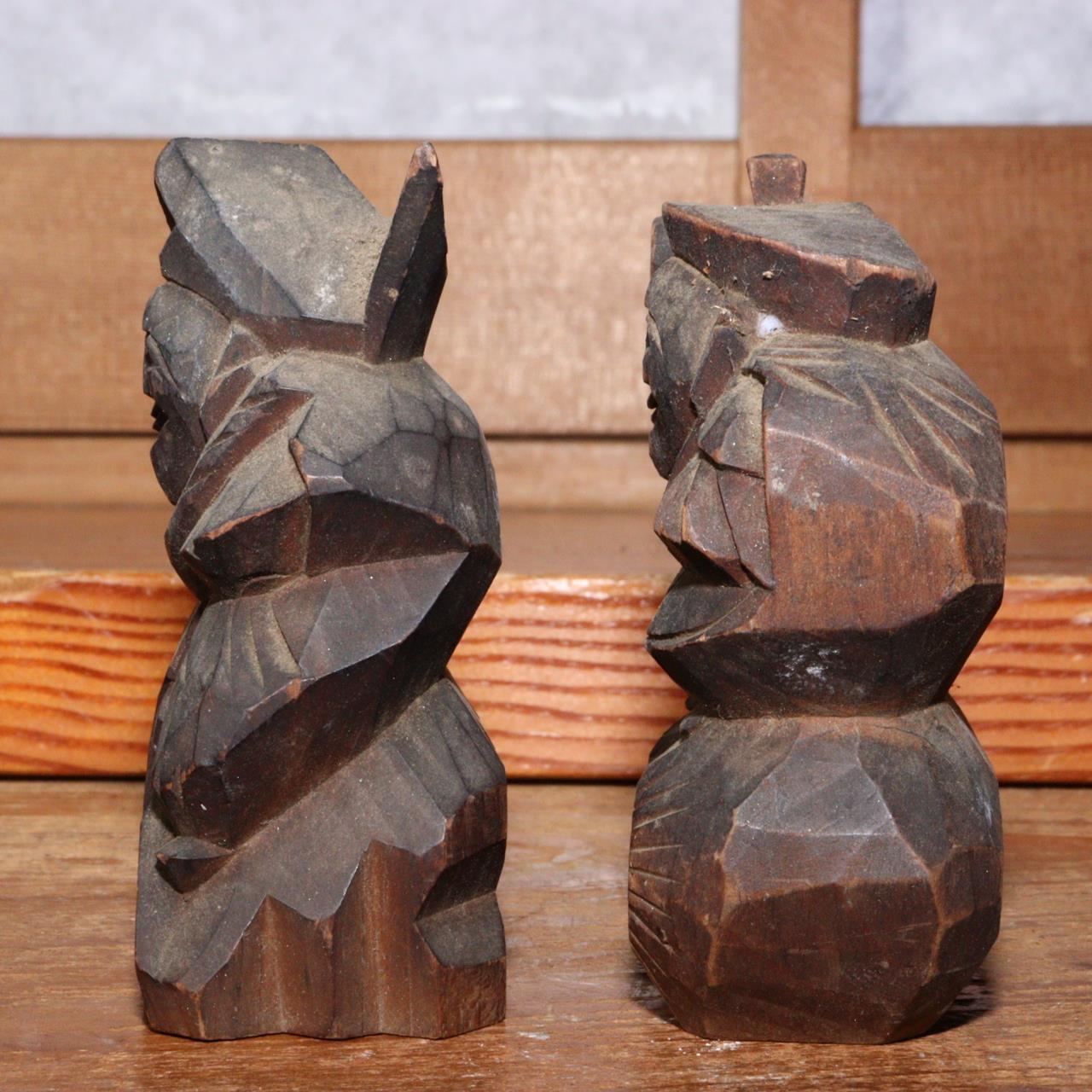 Japanese pottery Wood clay Buddha statue Ebisu Daikoku Inari Fox ornament WB171