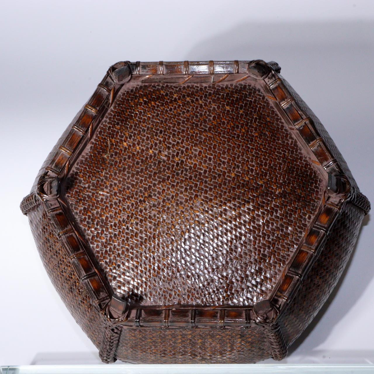 Japanese Hexagonal Brazier Basket Traditional Tea Ceremony Utensil bamboo BVO56