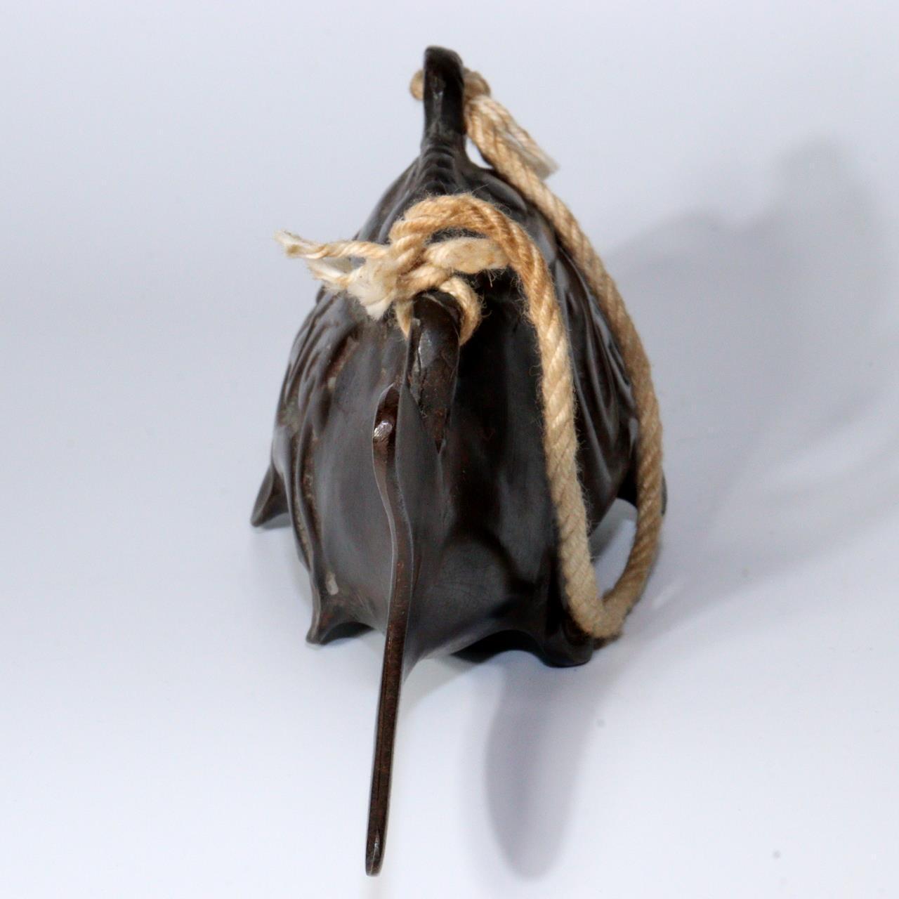 Japanese Antique copper catfish shape Bell ornament Zen Temple BOS846