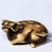Japanese Antique Kazuno Netsuke Cow cattle Edo period NW263