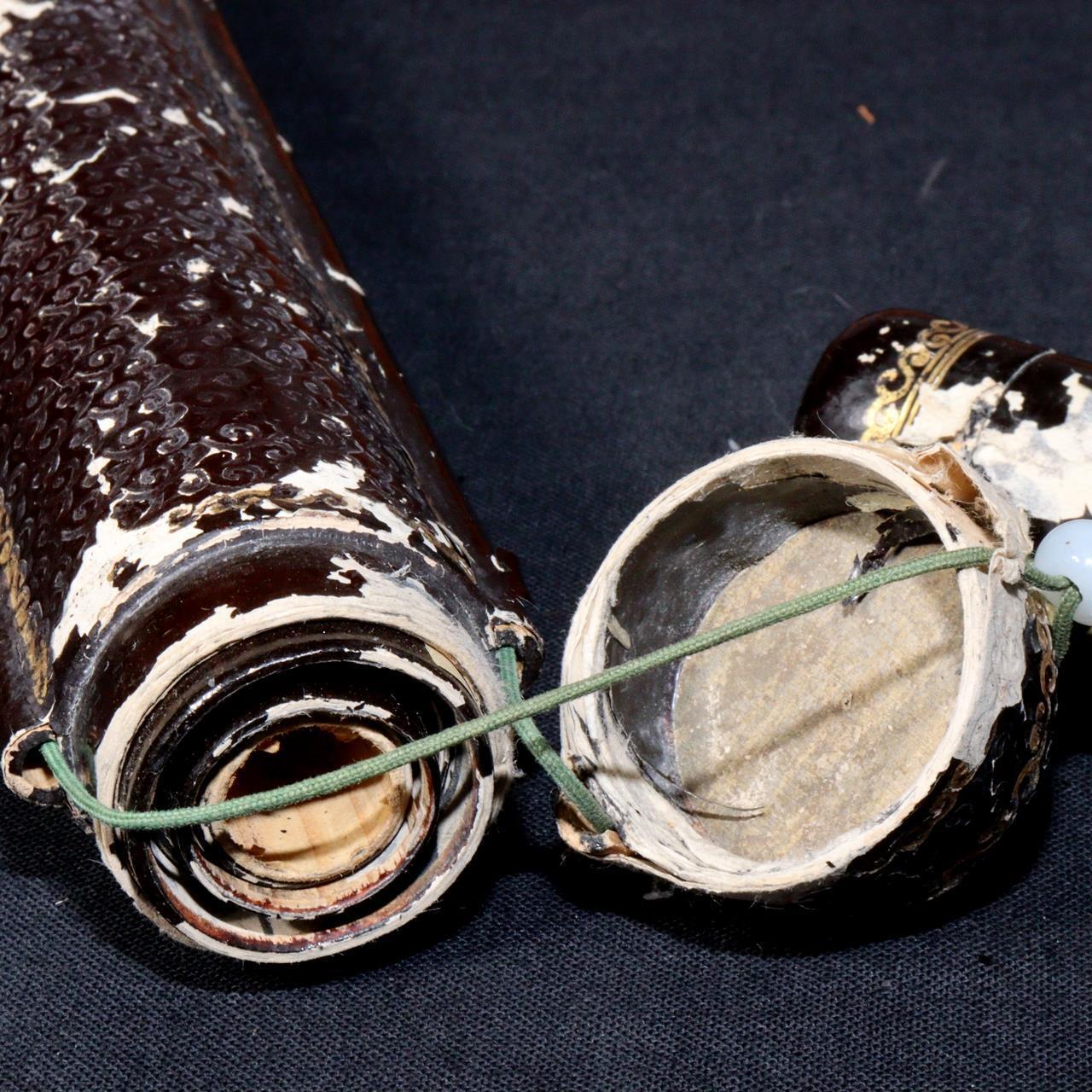 Japanese Antique Black lacquer Telescope Ikkanbari Spyglass Samurai VG340