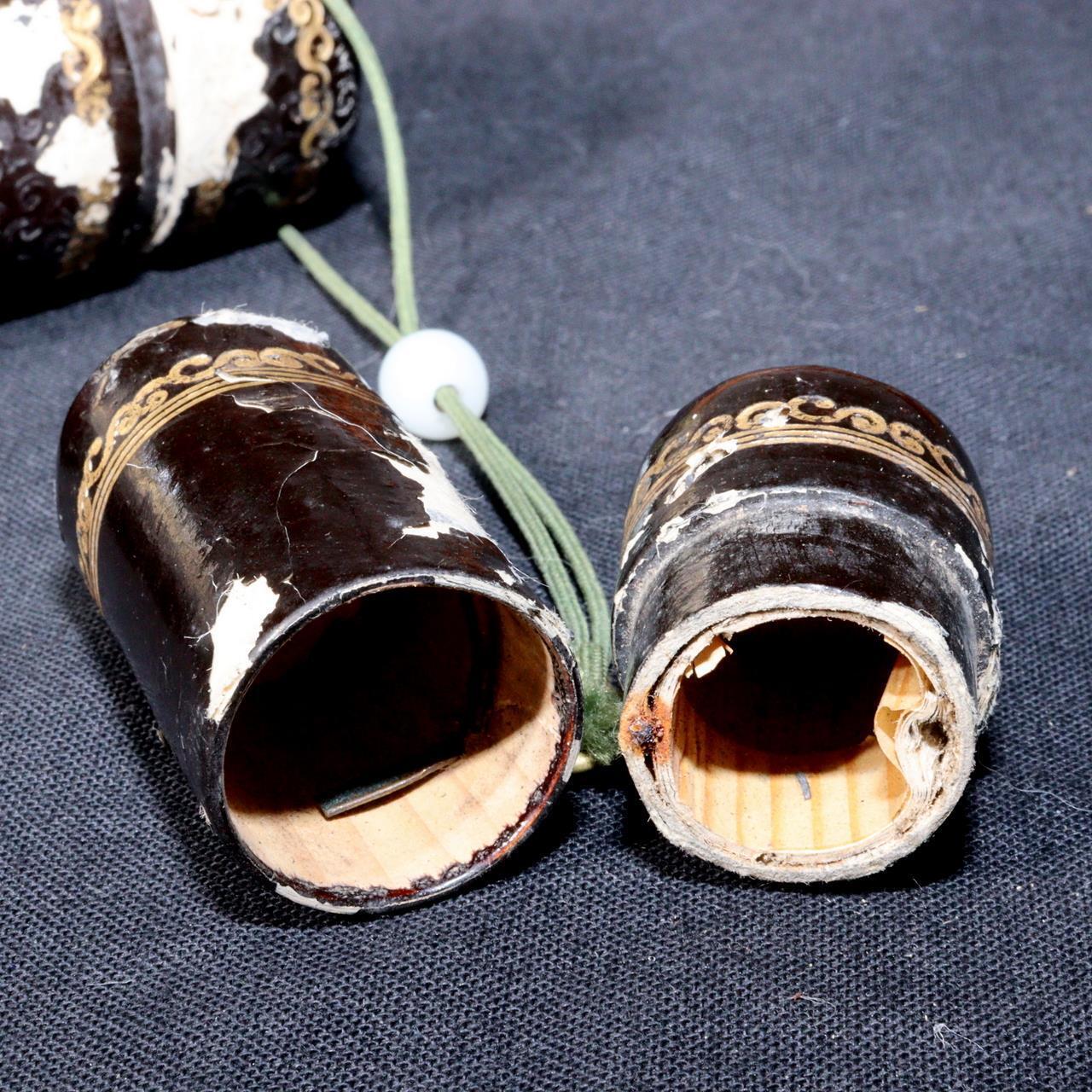 Japanese Antique Black lacquer Telescope Ikkanbari Spyglass Samurai VG340