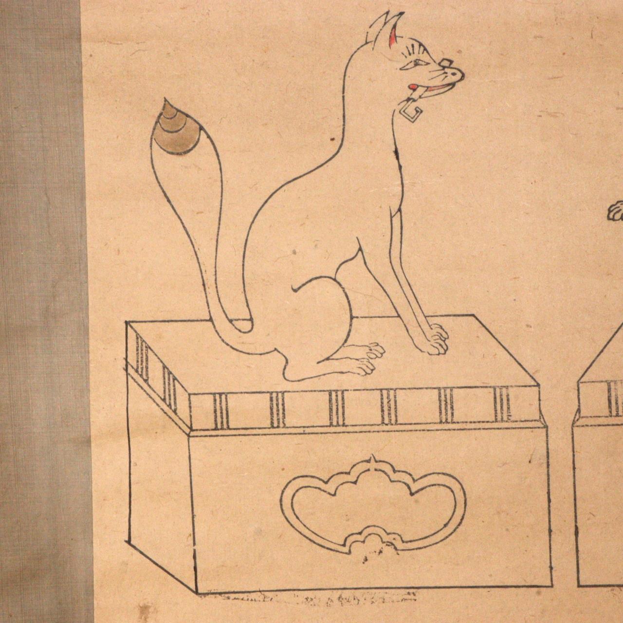 Japanese Kakejiku hanging scroll Inari Fox Shinto Kitsune Buddhist ASO360