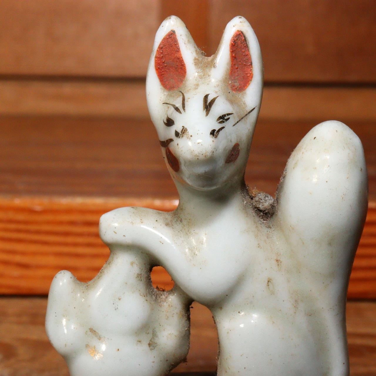 Japanese pottery Wood clay Buddha statue Ebisu Daikoku Inari Fox ornament WB171