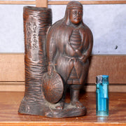 Japanese Bizen ware pottery ceramic Statue vase ornament signed w / box BW74
