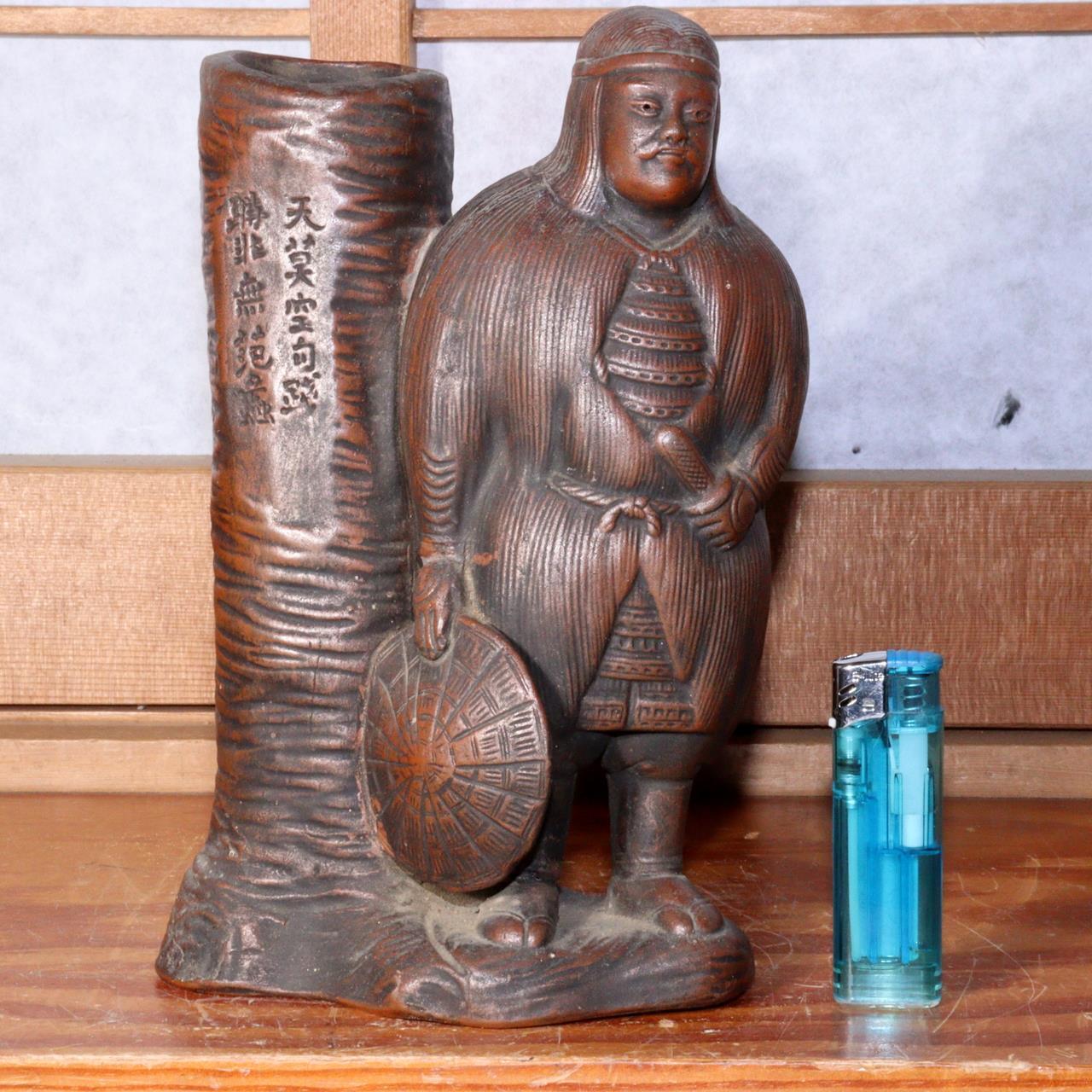 Japanese Bizen ware pottery ceramic Statue vase ornament signed w / box BW74
