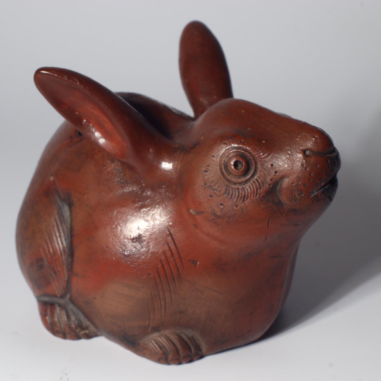 Japanese Bizen ware pottery ceramic Rabbit Suiteki water drop ornament Edo BW76