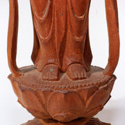 Japanese Antique wooden Kannon Bodhisattva buddha statue signed WB181