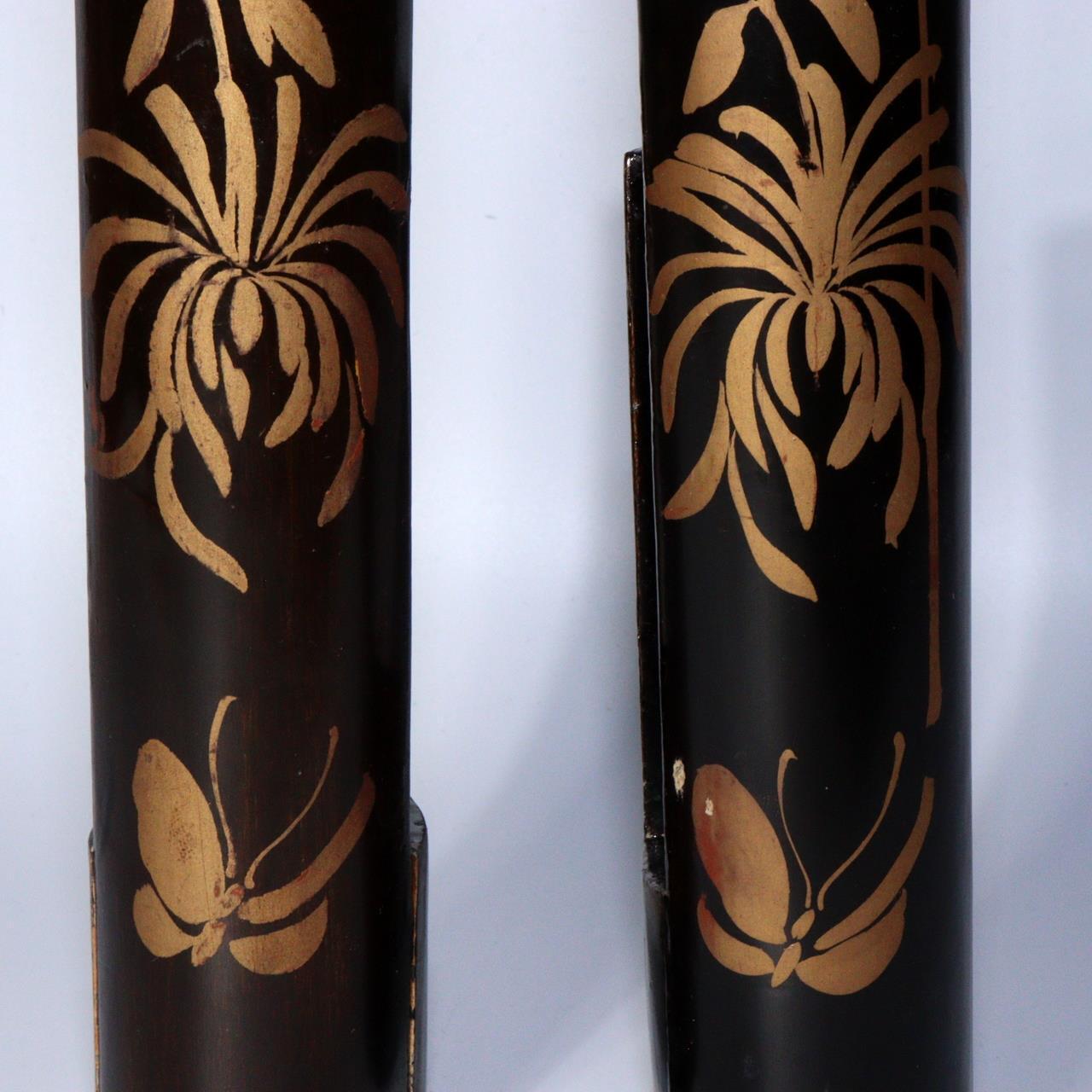 Japanese wooden lacquer 2 Folding screen hanging and 2 Confectionery mold