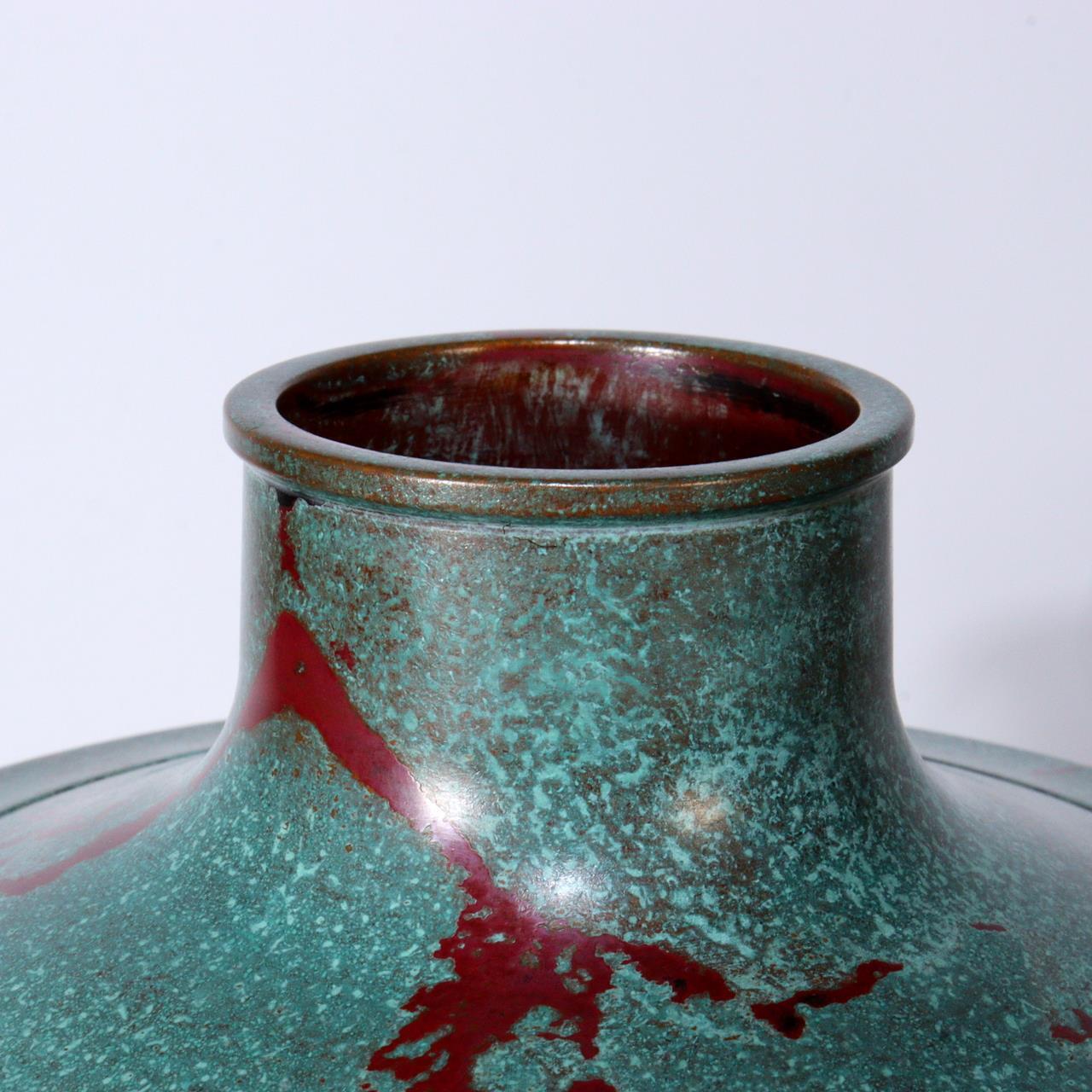 Japanese Bronze Flower Vase Takaoka doki signed w / box BV565