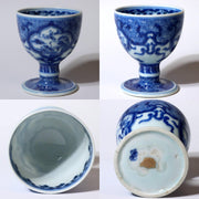 Japanese Antique Koto ware Two Cup pottery Ceramics Signed Beku-hai Box PCP221