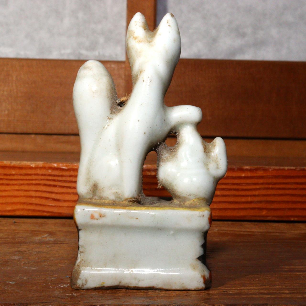 Japanese pottery Wood clay Buddha statue Ebisu Daikoku Inari Fox ornament WB171