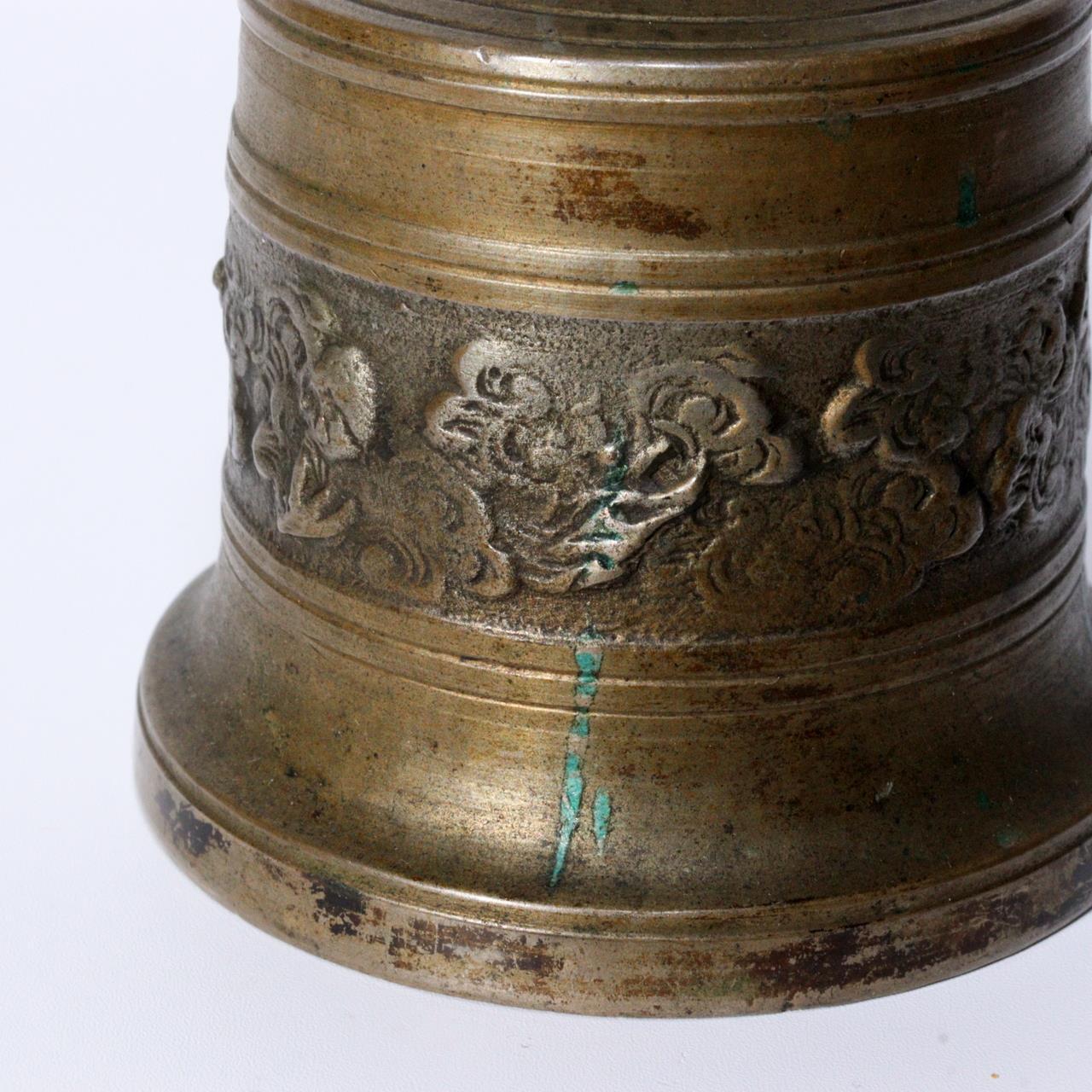 Antique Bronze Buddhist Hand Bell Jirei Traditional Ritual GOKO Vajra Japanese