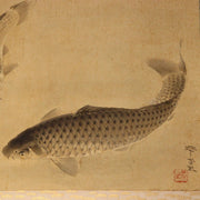 Japanese Kakejiku hanging scroll Carp Kawabe Kado Emakimono w / box ASO354