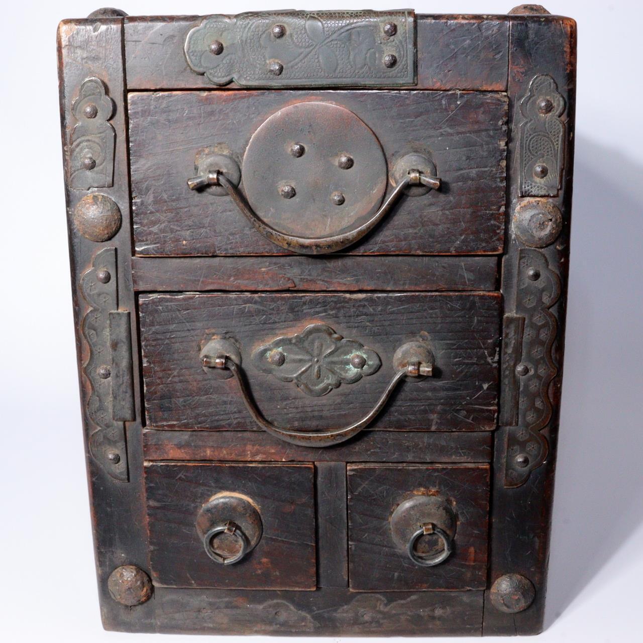 Slightly smaller hanging featuring drawers box Meiji Wooden Kake Suzuri Japanese