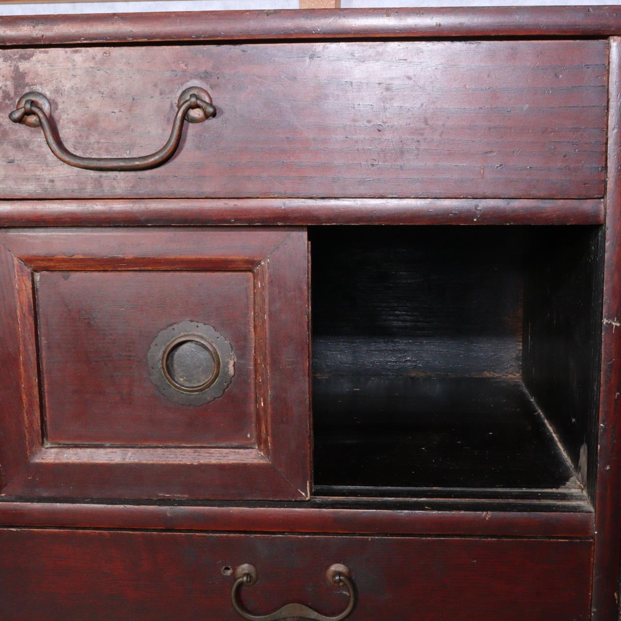 Japanese Antique wooden box chest of drawers Zenibako Funa Tansu Meiji WBX259