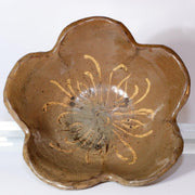 Japanese Antique Takatori ware Basin Flower-Shaped Bolw Tea Chawan pottery