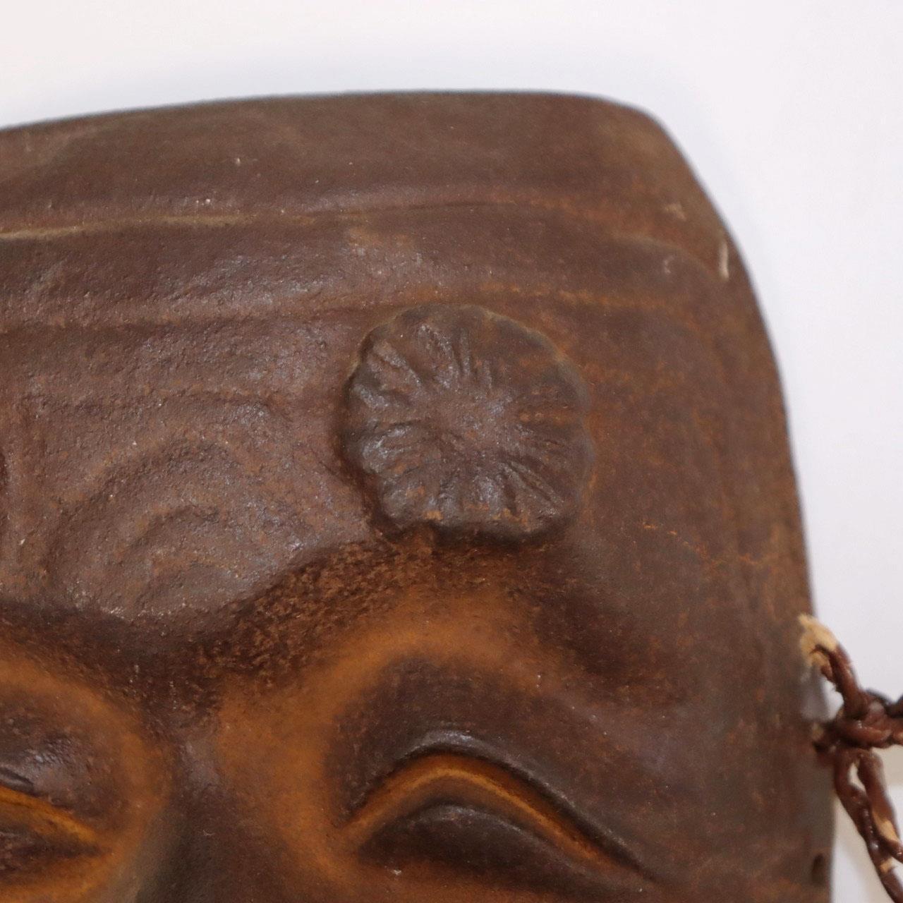 Japanese Iron Noh mask Okina signed MSK272