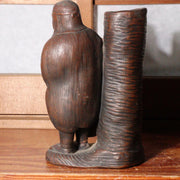 Japanese Bizen ware pottery ceramic Statue vase ornament signed w / box BW74