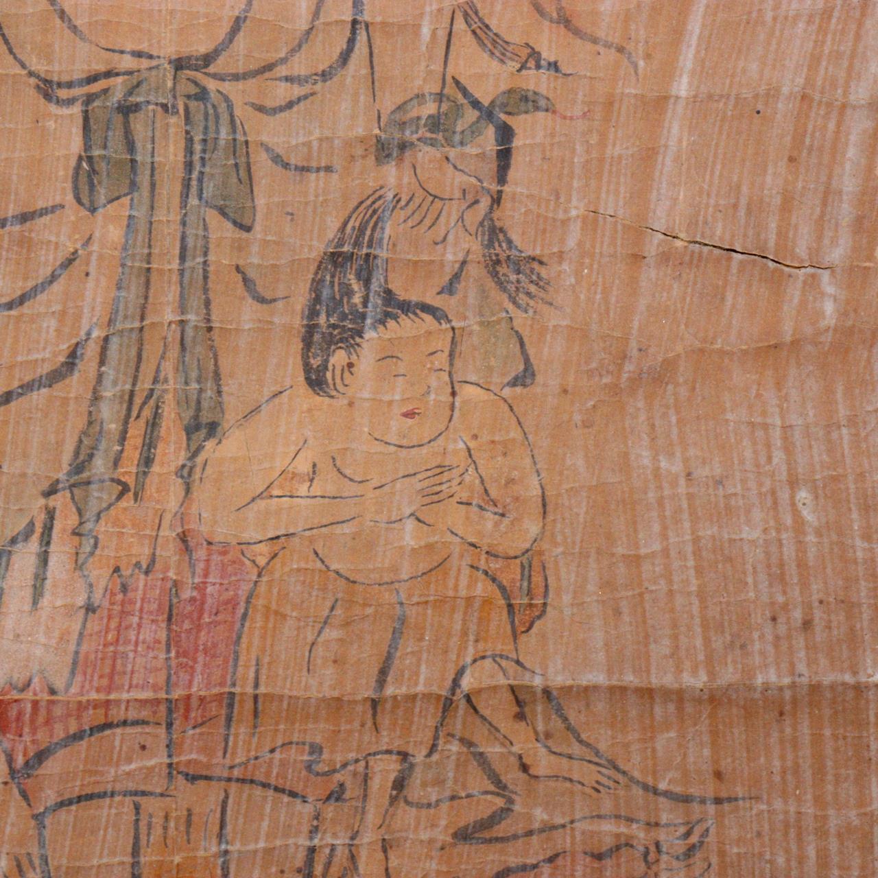 Japanese Kakejiku hanging scroll Emakimono Aizen Myo Esoteric Buddhism ASO359