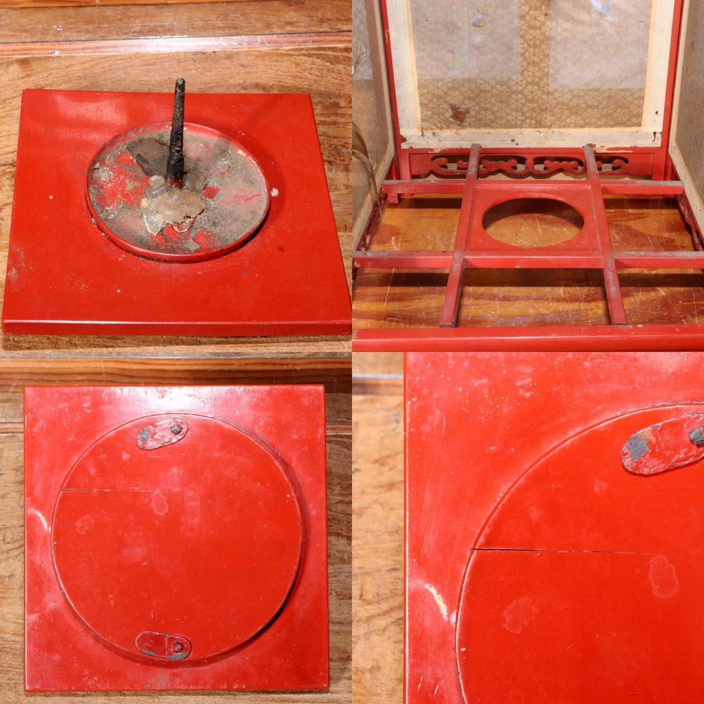 Japanese Antique Red Lacquered wooden hanging lantern Andon Lamp VG260