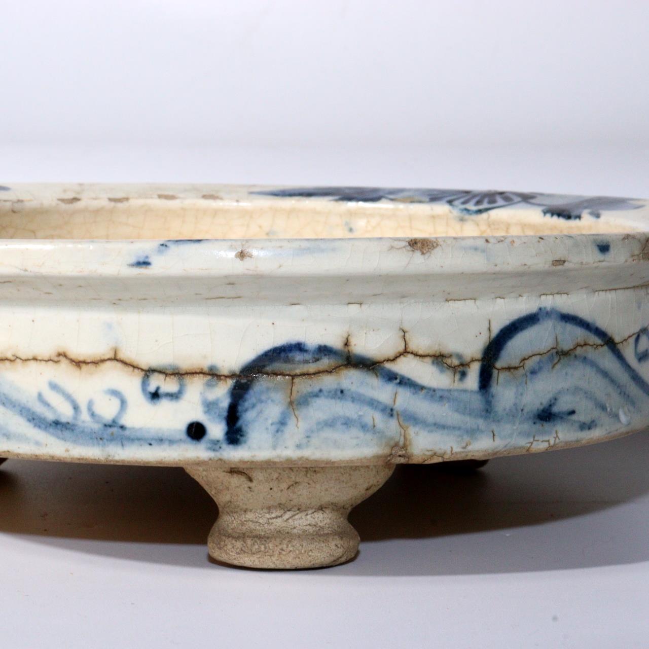 Japanese Seto Mino Pottery Flower Vase Plate Suiban Water basin signed PCP210