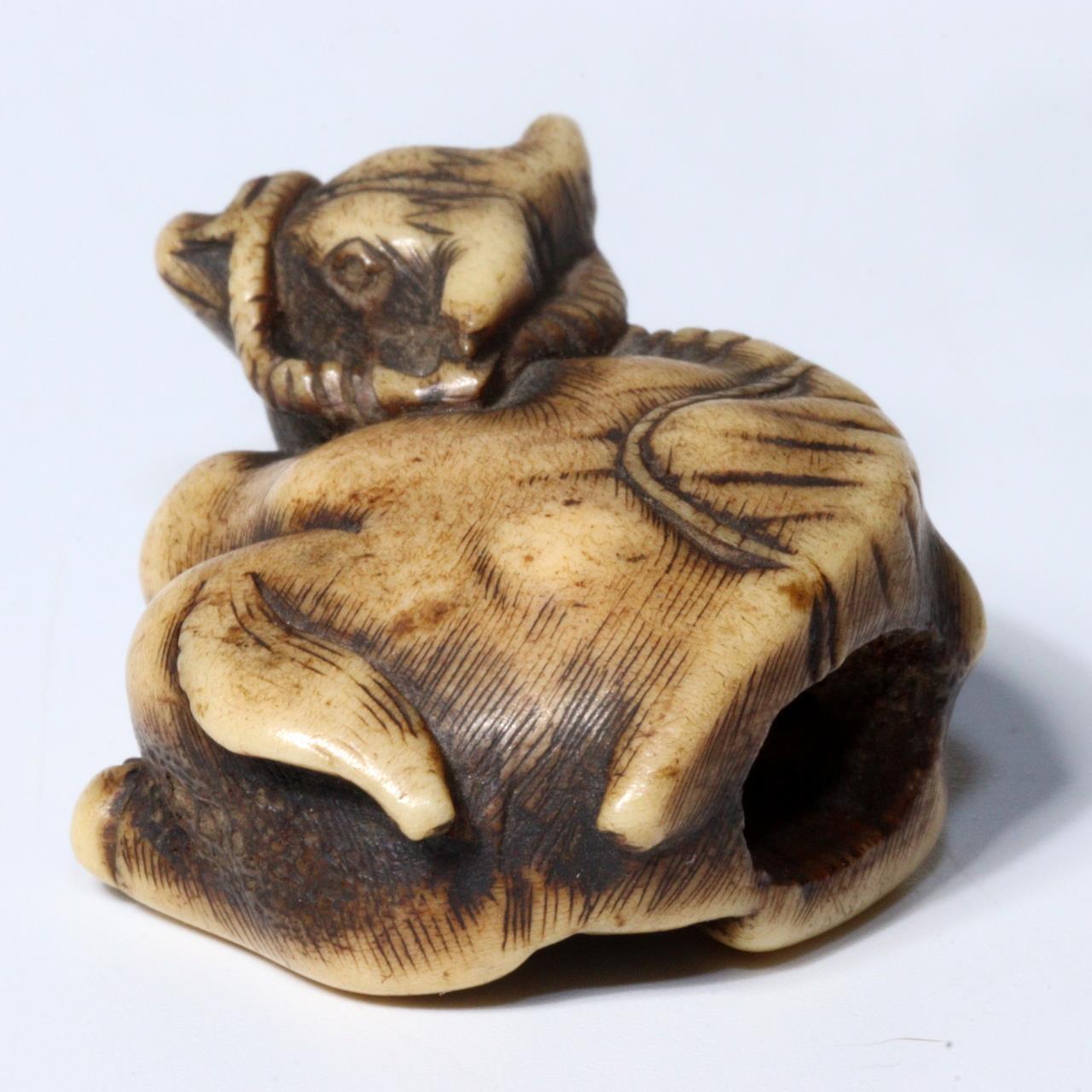 Japanese Antique Kazuno Netsuke Cow cattle Edo period NW263