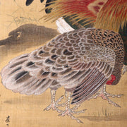 Japanese Kakejiku hanging scroll Couple Chicken Emakimono w / box ASO343