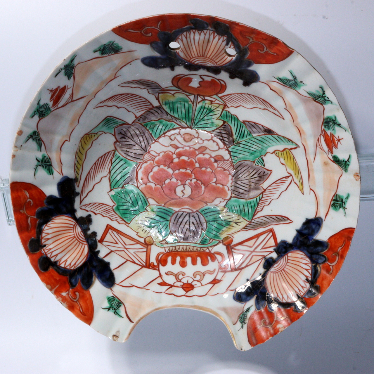 Antique Japanese Imari ware Ko-Imari Polychrome Higezara Shaving Bowl 17C Arita Porcelain