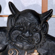 Japanese Antique medicine Signboard wooden Oni demon Collectible Kanban WO401