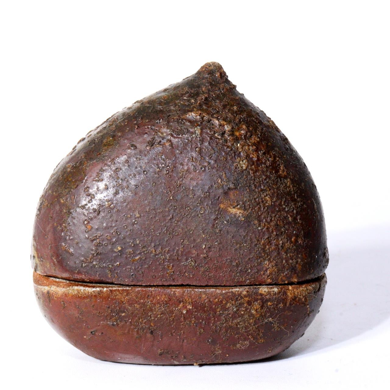 Japanese Bizen ware Kogo Incense container Chestnut pottery ceramic w box BW79