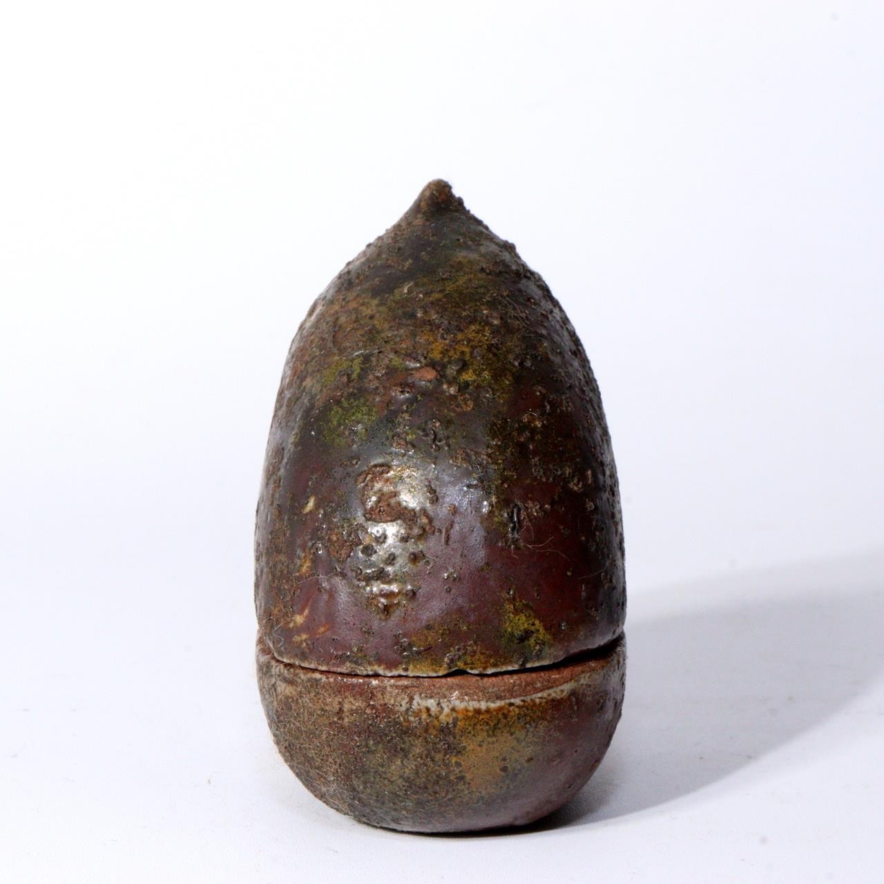Japanese Bizen ware Kogo Incense container Chestnut pottery ceramic w box BW79