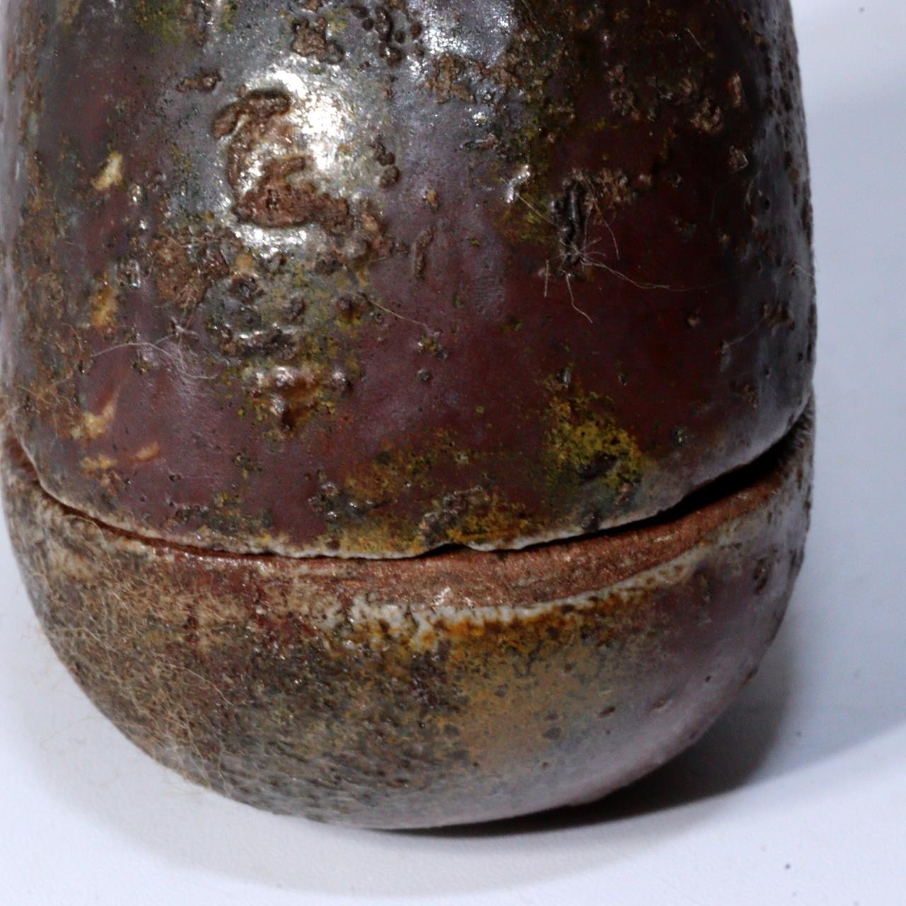 Japanese Bizen ware Kogo Incense container Chestnut pottery ceramic w box BW79