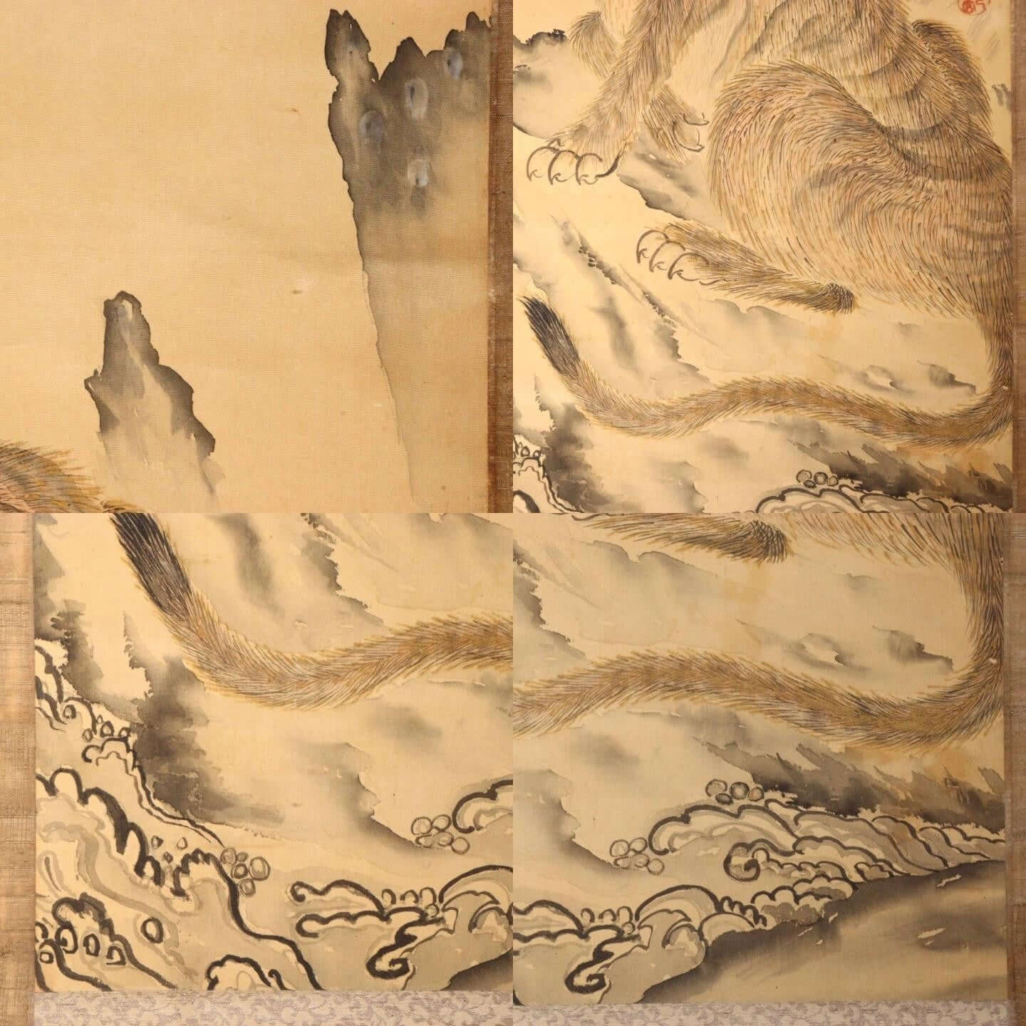 Japanese Kakejiku hanging scroll Dragon and Tiger Emakimono ASO384