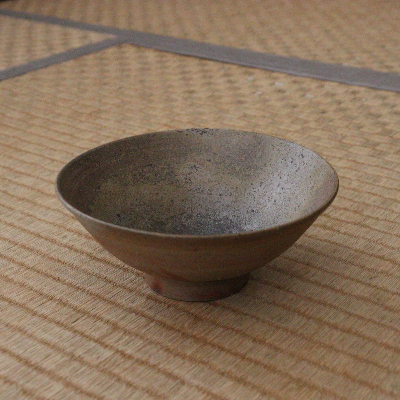 Japanese Vintage Bizen Ware Matcha Tea Bowl Signed Hira-chawan Modern
