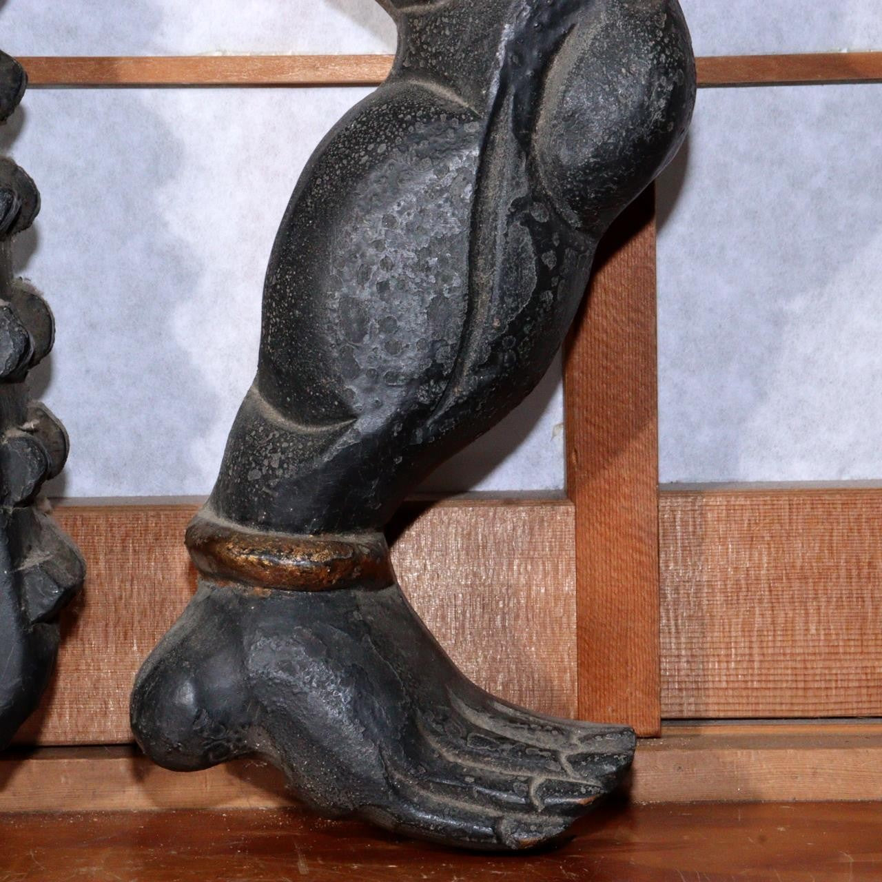 Japanese Antique medicine Signboard wooden Oni demon Collectible Kanban WO401