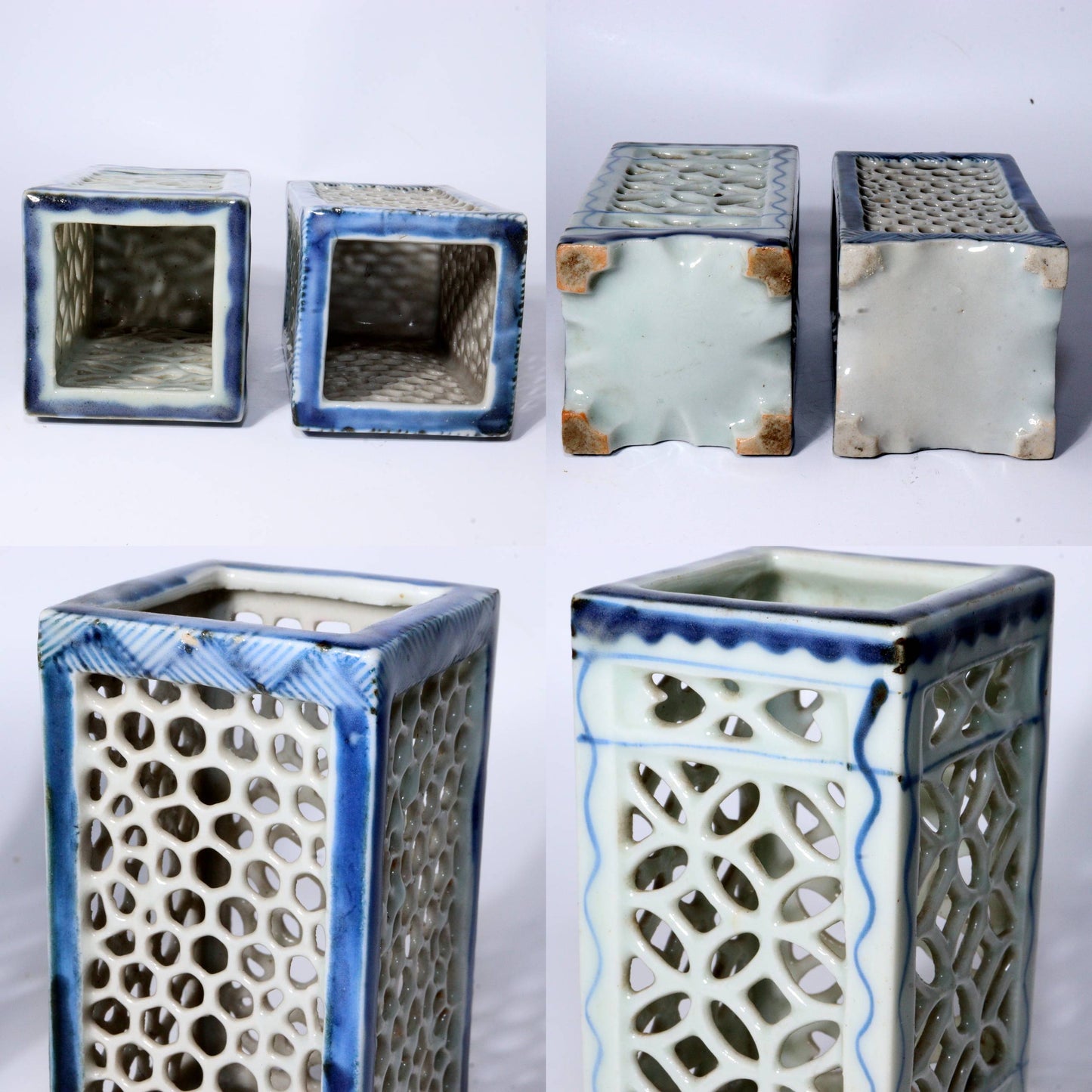 Set of 8 Antique Japanese Imari & Hirado Porcelain Pen Holders and Bud Vases