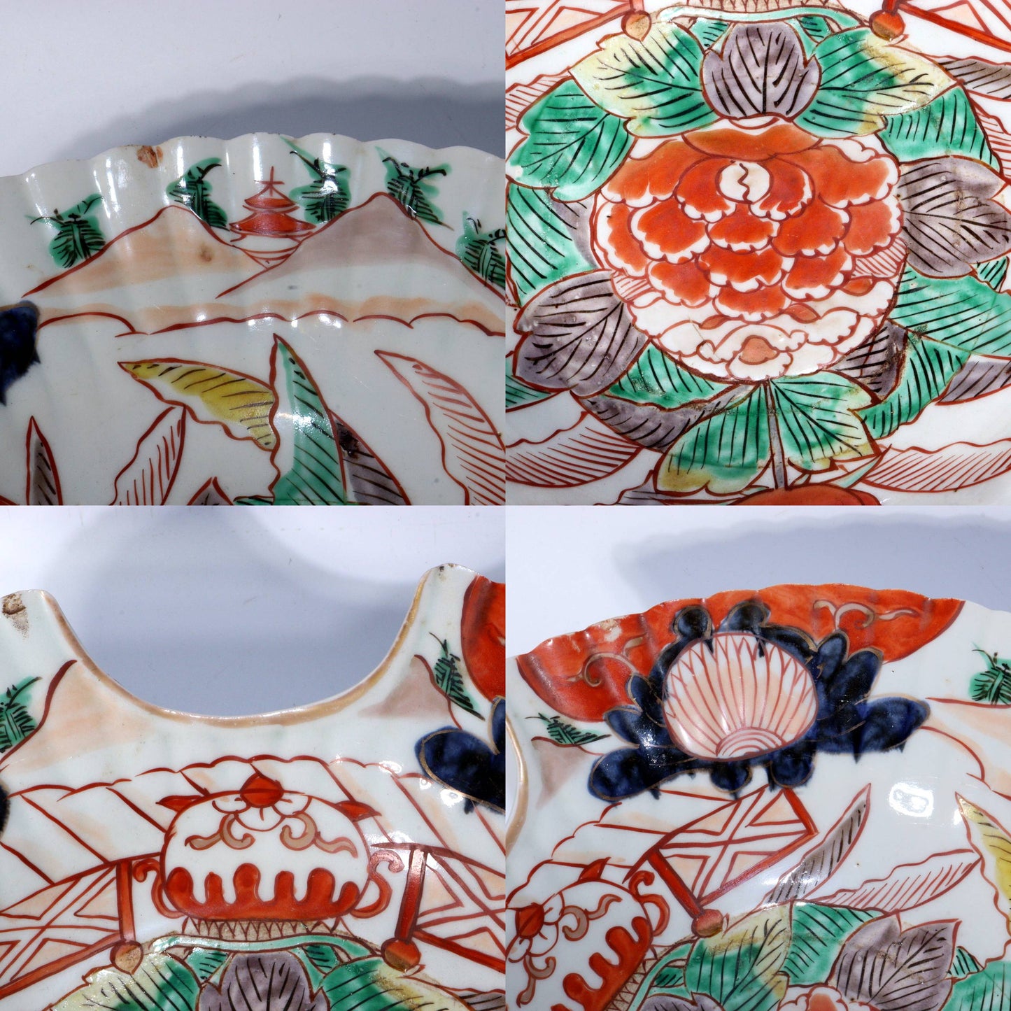 Antique Japanese Imari ware Ko-Imari Polychrome Higezara Shaving Bowl 17C Arita Porcelain