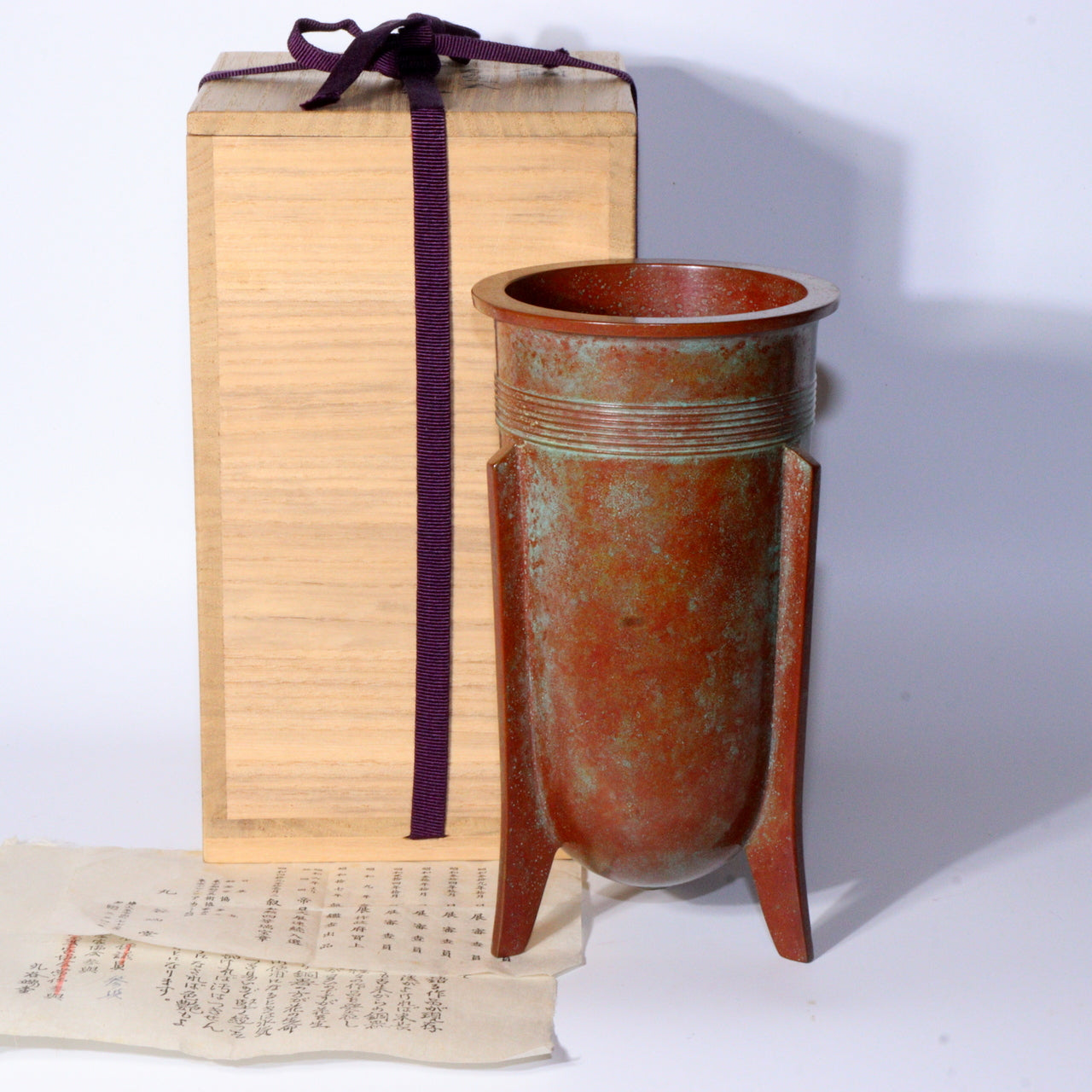 Tando Marutani Japanese Vintage Bronze Vase Unique Tripod Design Art Deco BV588