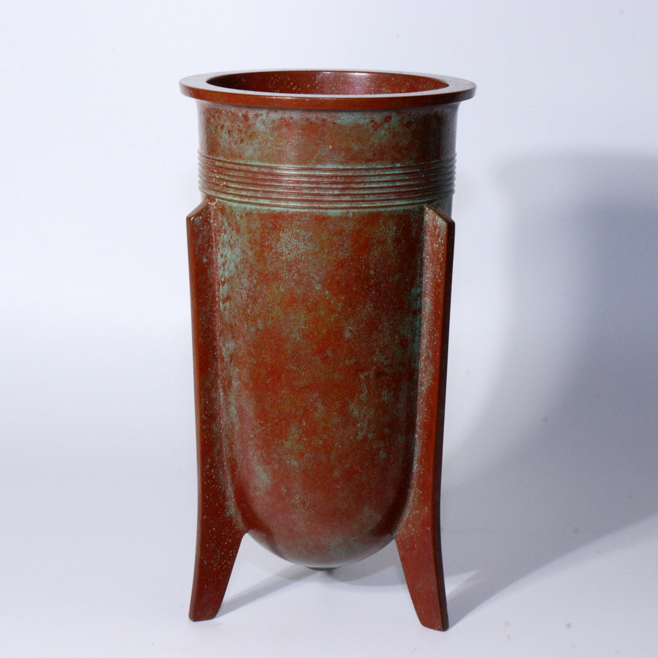 Tando Marutani Japanese Vintage Bronze Vase Unique Tripod Design Art Deco BV588