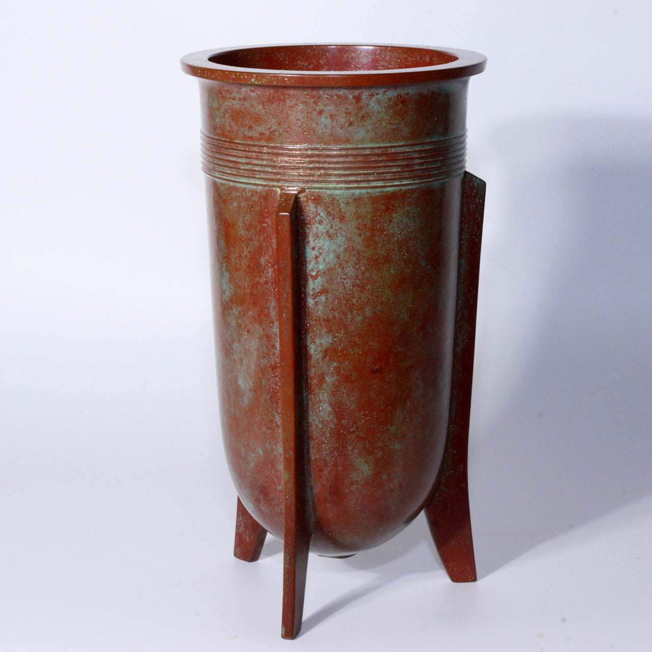 Tando Marutani Japanese Vintage Bronze Vase Unique Tripod Design Art Deco BV588
