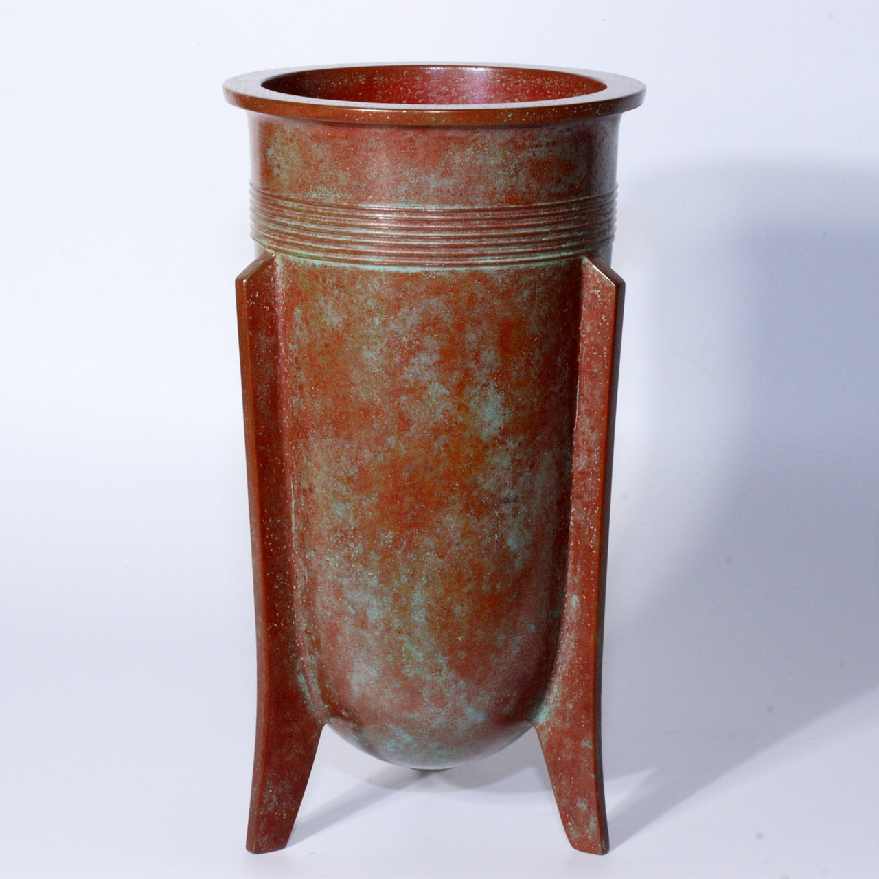 Tando Marutani Japanese Vintage Bronze Vase Unique Tripod Design Art Deco BV588