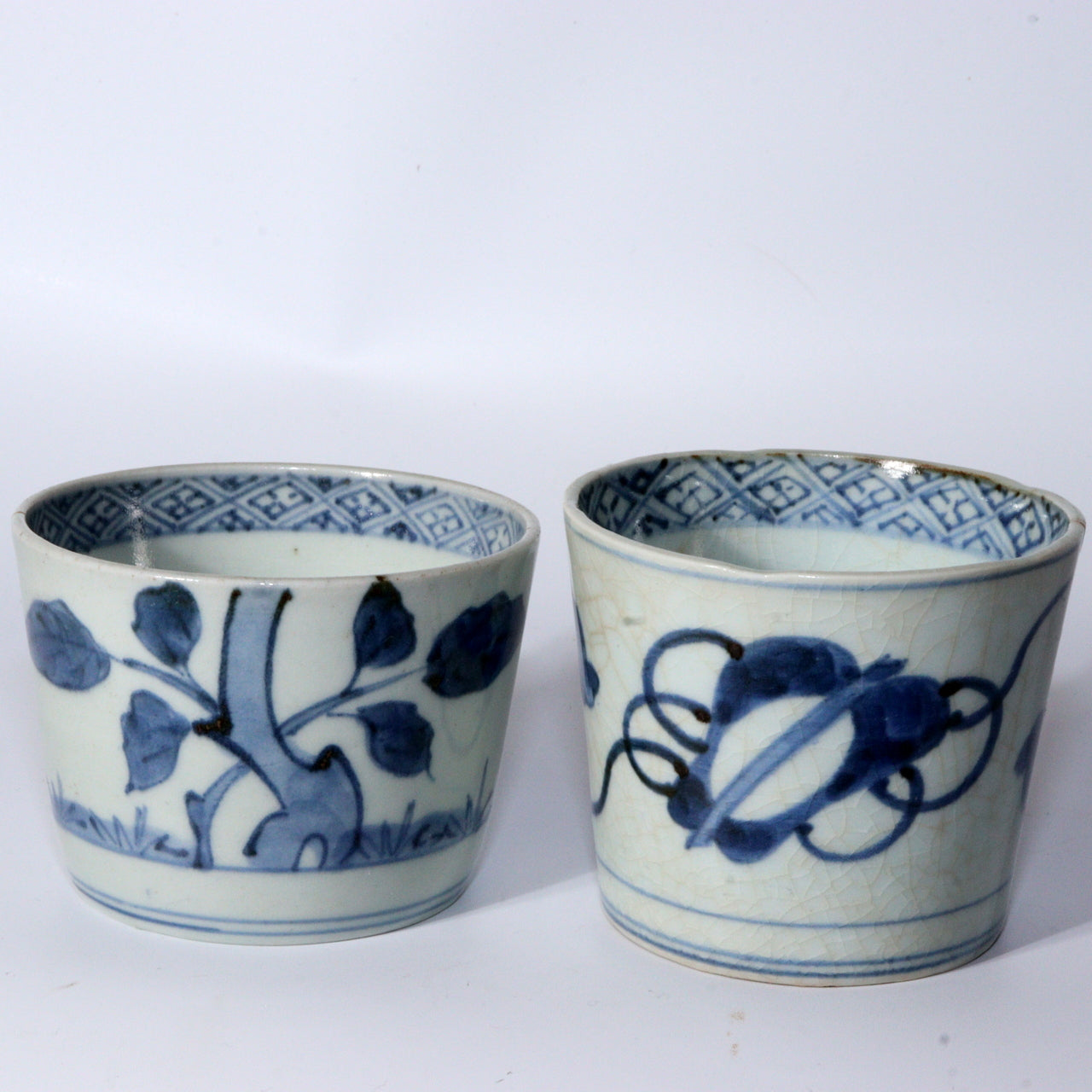 Antique Japanese Blue & White Porcelain Cups - Reference Pieces Soba choko IP112