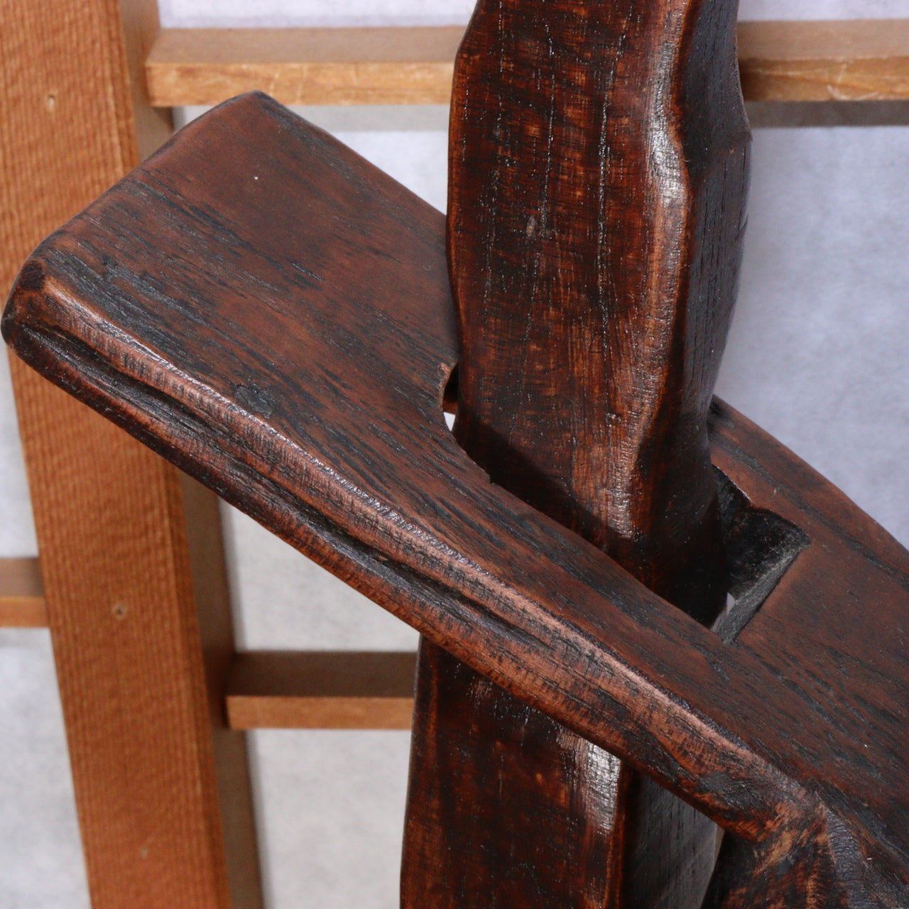 Antique Korean Wooden Candle Stand Dengjandae Handmade Simple Design WO388