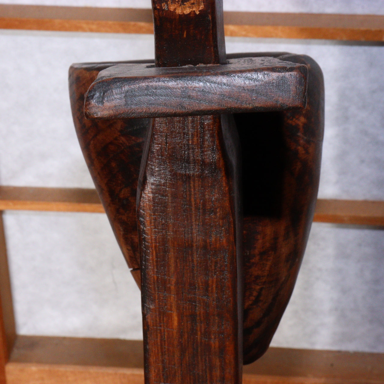 Antique Korean Wooden Candle Stand Dengjandae Handmade Simple Design WO388