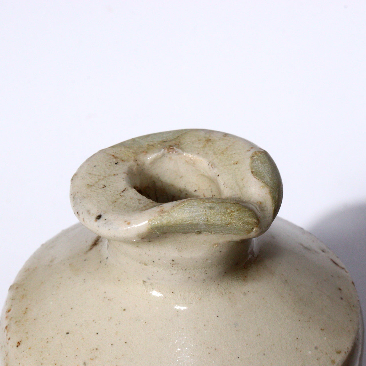 Antique British Ceramic Bottle Traditional Folk Art Pottery Shiratamba Like